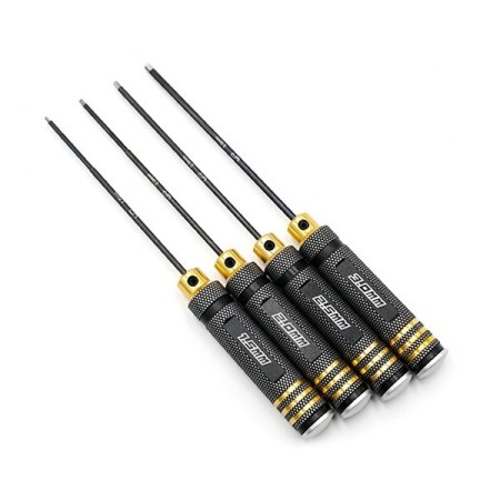 Yeah Racing set cacciaviti esagonali con Impugnatura in Alluminio NERA/ORO (1.5/2.0/2.5/3.0mm) (4)