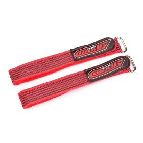 FASCETTE FERMA BATTERIE,ASOLA METALLICA E SILICONE ANTI-SLITTAMENTO-300X20MM-ROSSE (2PZ)