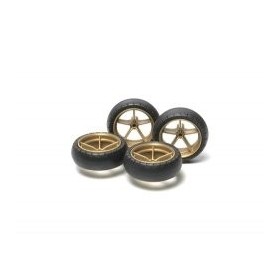 Tamiya 15368 Cerchi 5 Razze con Gomme Bombate Mini4wd