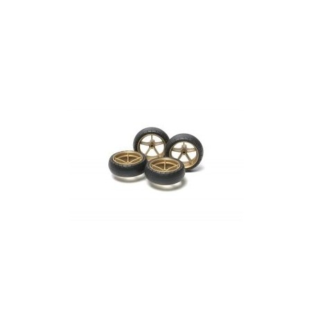 Tamiya 15368 Cerchi 5 Razze con Gomme Bombate Mini4wd