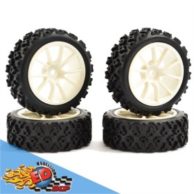FASTRAX Gomme Strada/Rally 1/10 montate su cerchio Bianco 10 raggi (4)
