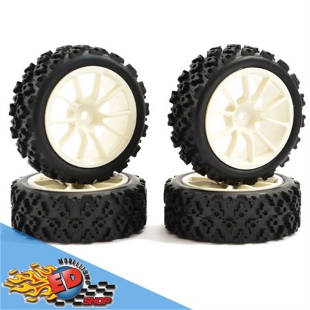FASTRAX Gomme Strada/Rally 1/10 montate su cerchio Bianco 10 raggi (4)