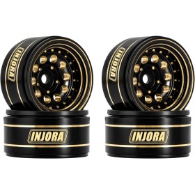 INJORA 1.0 Cerchi Beadlock Ottone Rivestimento Nero Cerchi per 1/24 1/18 RC Crawler Auto Assiale SCX24 AX24 TRX4M FCX24,Ottone