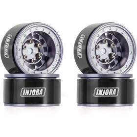 INJORA 1.0 Beadlock Wheel Cerchi Ruota CNC Alluminio per TRX4M Axial AX24 SCX24 FMS FCX24 1/18 1/24 RC Crawler Auto, Grigio