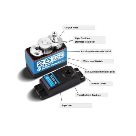 Servocomando DS3225 PRO Digital Coreless 39KG/0.065sec@8.4V