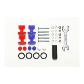 Tamiya 15525 Doppie rotelle plastica 13-12mm red/blu