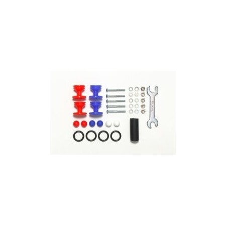 Tamiya 15525 Doppie rotelle plastica 13-12mm red/blu