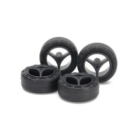 Tamiya 15543 GOMME SUPER HARD (24mm) E CERCHI CARBON 3 RAZZE Mini4wd