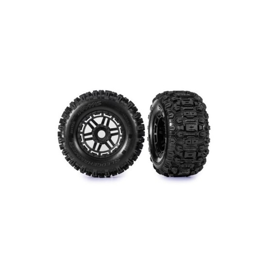 Gomme Sledgehammer 2.8" Belted doppio profilo 2.9"/3.8" incollate su cerchi neri (2)
