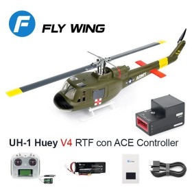 Elicottero Flywing UH-1 Huey Militare RTF classe 470 con Controller GPS ACE